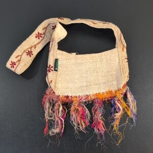 Gypsy Rose Handmade Hemp Crossbody Bag Nepal Boho Fringe Purse
